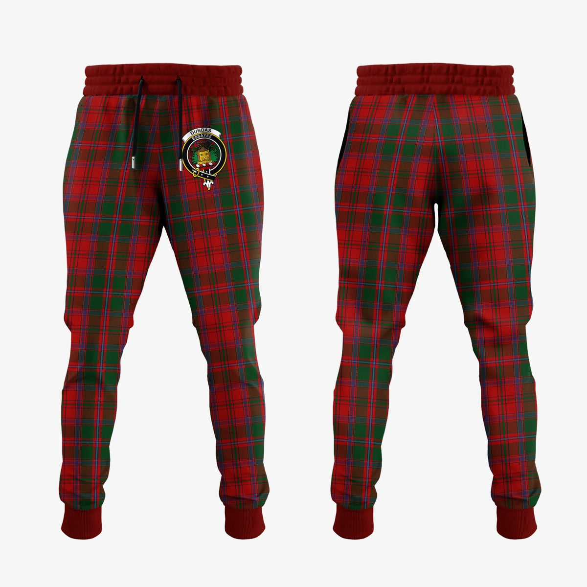 Dundas Red Tartan Crest Jogger Sweatpants