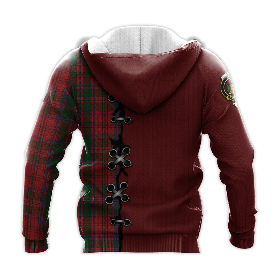 Dundas Red Tartan Hoodie - Lion Rampant And Celtic Thistle Style