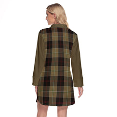 Dunlop Hunting Tartan Women's Lapel Shirt Dress With Long Sleeve