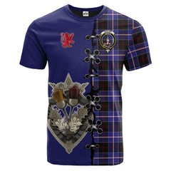 Dunlop Modern Tartan T-shirt - Lion Rampant And Celtic Thistle Style