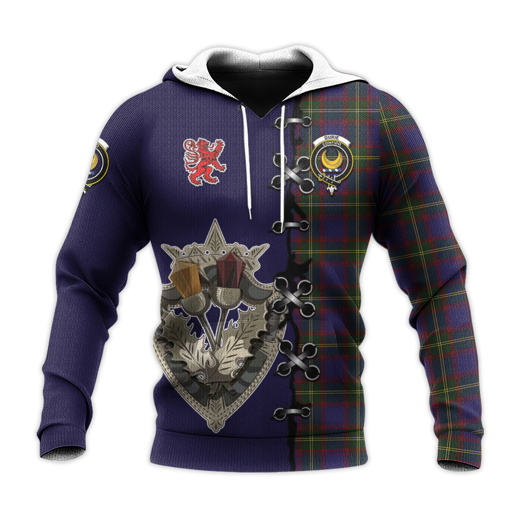 Durie Tartan Hoodie - Lion Rampant And Celtic Thistle Style