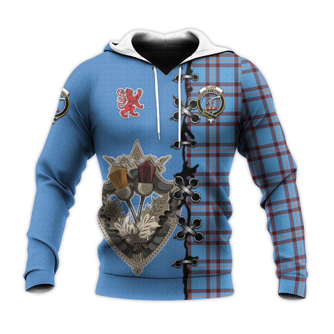 Elliot Ancient Tartan Hoodie - Lion Rampant And Celtic Thistle Style