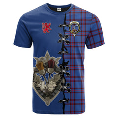 Elliot Modern Tartan T-shirt - Lion Rampant And Celtic Thistle Style