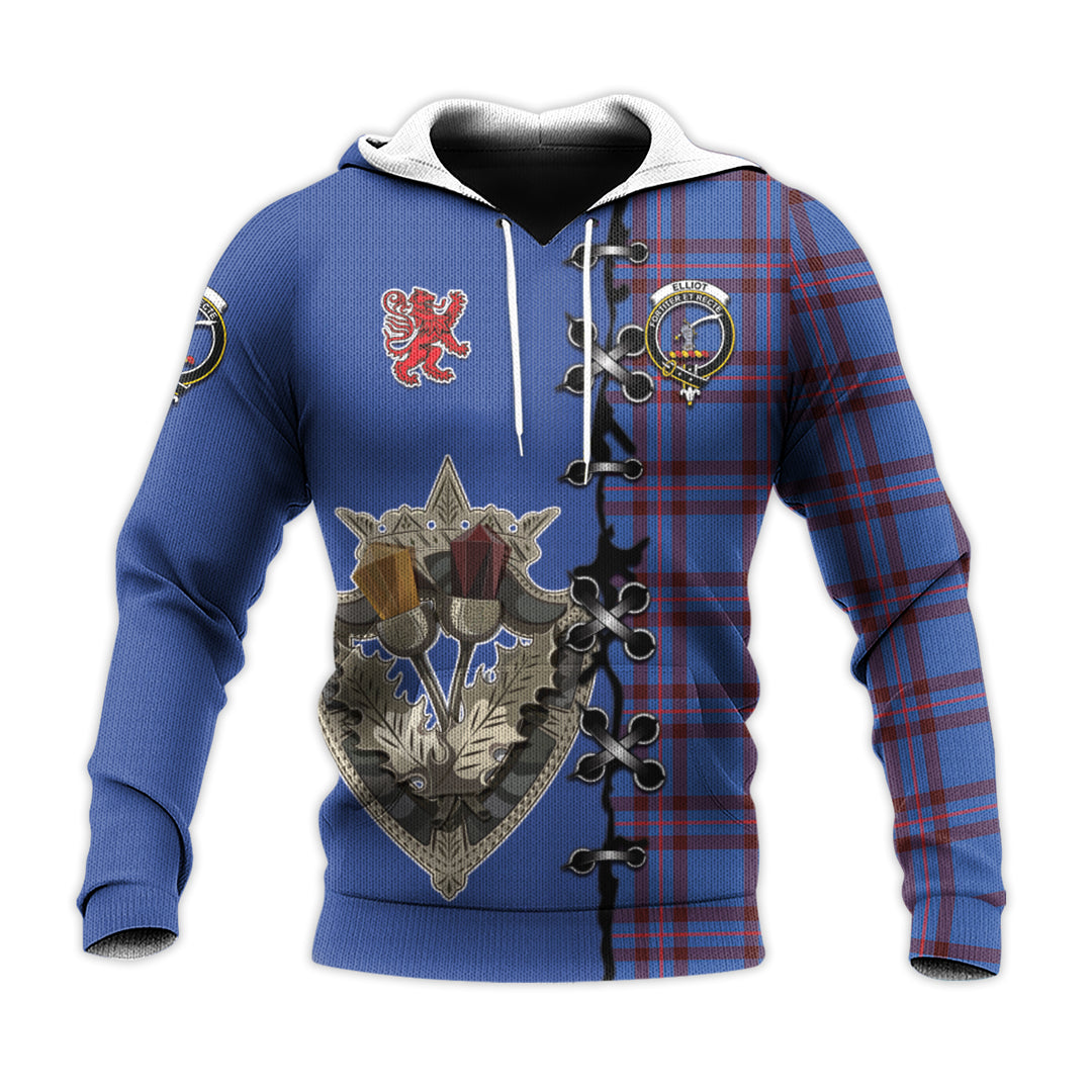 Elliot Modern Tartan Hoodie - Lion Rampant And Celtic Thistle Style