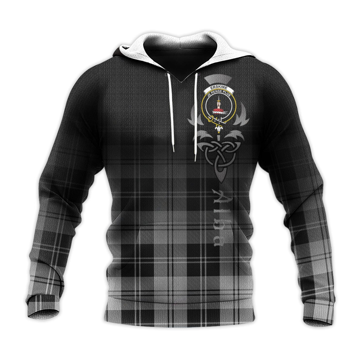 Erskine Black And White Tartan Hoodie - Alba Celtic Style