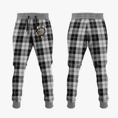 Erskine Black And White Tartan Crest Jogger Sweatpants