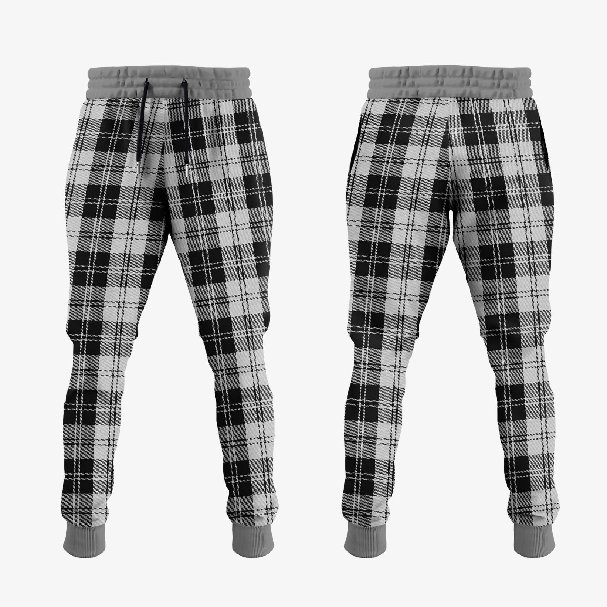 Erskine Black And White Tartan Crest Jogger Sweatpants