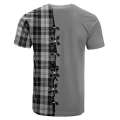 Erskine Black and White Tartan T-shirt - Lion Rampant And Celtic Thistle Style