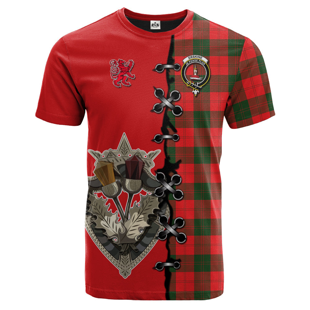 Erskine Modern Tartan T-shirt - Lion Rampant And Celtic Thistle Style