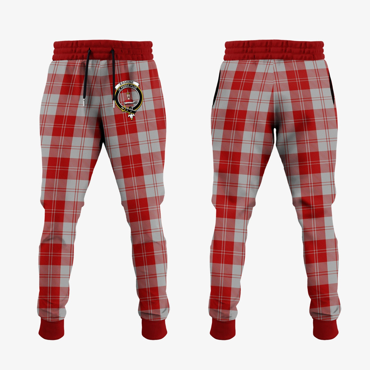 Erskine Red Tartan Crest Jogger Sweatpants