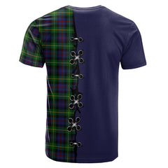 Farquharson Tartan T-shirt - Lion Rampant And Celtic Thistle Style