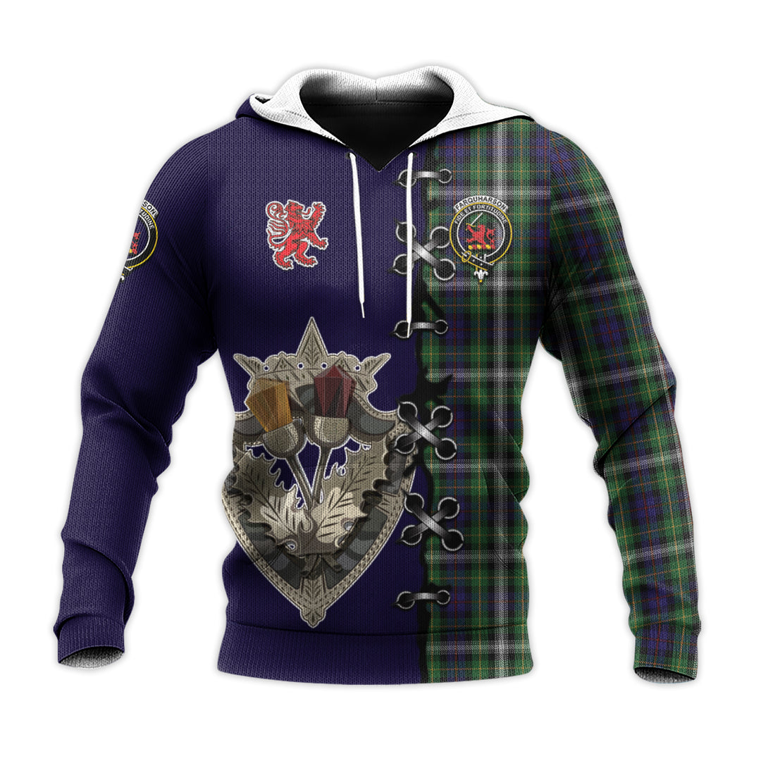 Farquharson Dress Tartan Hoodie - Lion Rampant And Celtic Thistle Style