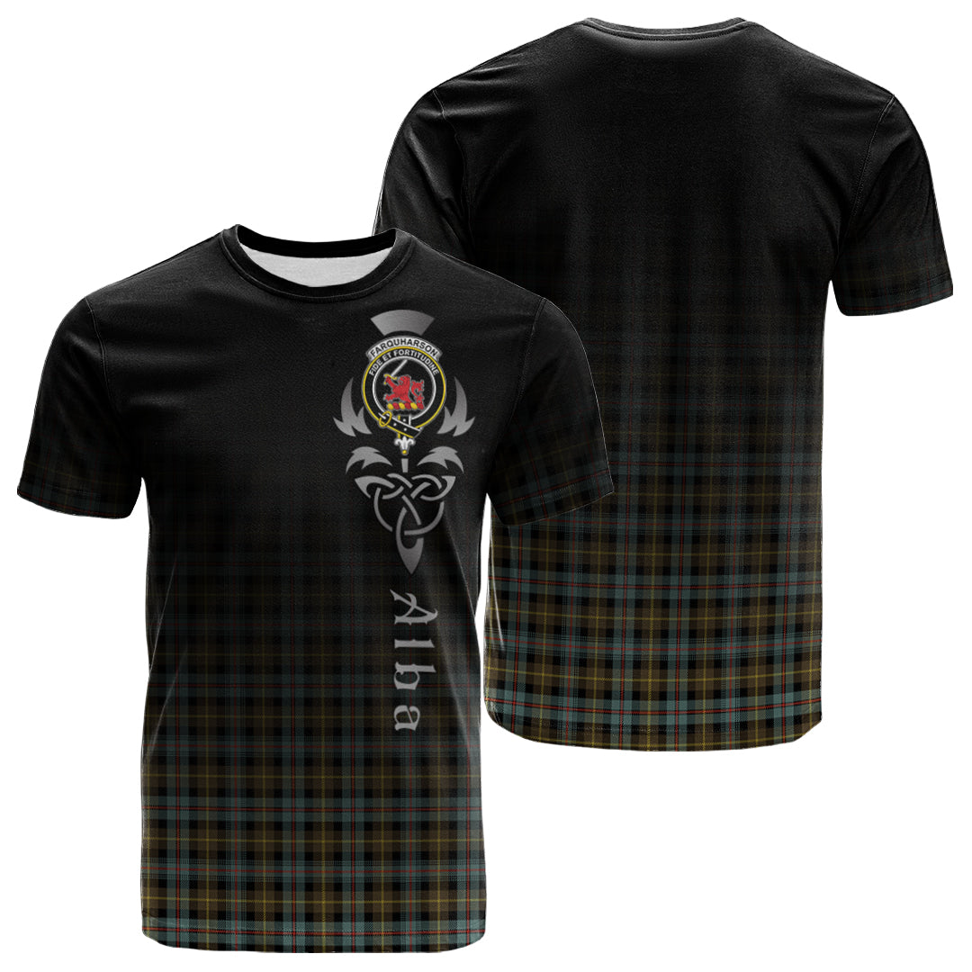 Farquharson Weathered Tartan Crest T-shirt - Alba Celtic Style