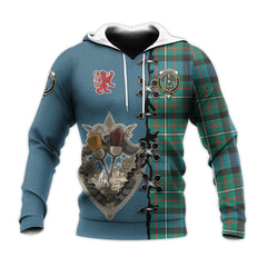 Ferguson Ancient Tartan Hoodie - Lion Rampant And Celtic Thistle Style