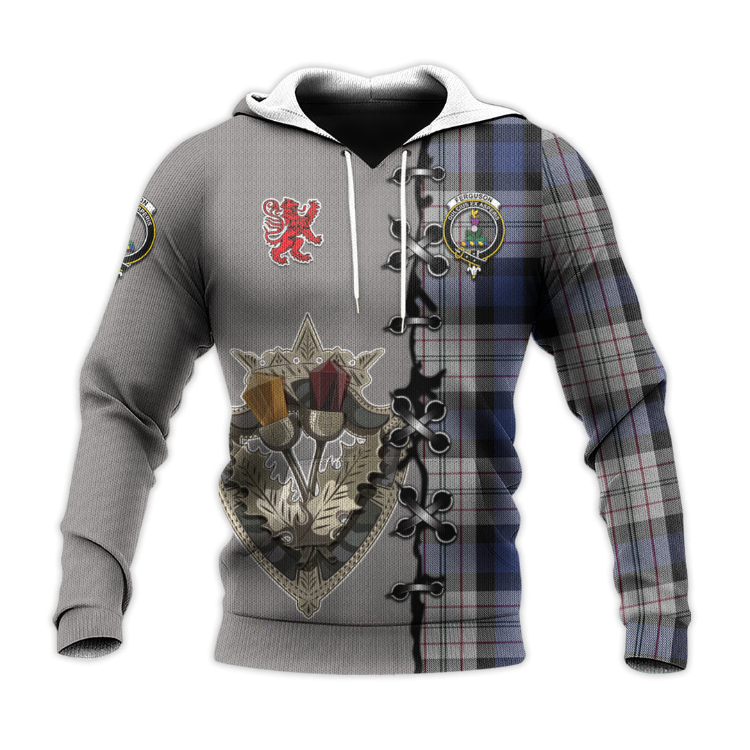 Ferguson Dress Tartan Hoodie - Lion Rampant And Celtic Thistle Style