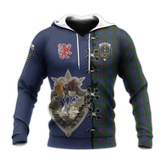 Ferguson Old Tartan Hoodie - Lion Rampant And Celtic Thistle Style