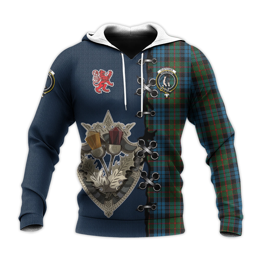 Fletcher of Dunans Tartan Hoodie - Lion Rampant And Celtic Thistle Style