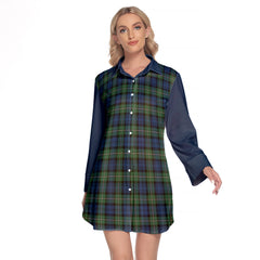 Forbes Ancient Tartan Women's Lapel Shirt Dress With Long Sleeve