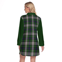 Forbes Dress Tartan Women's Lapel Shirt Dress With Long Sleeve