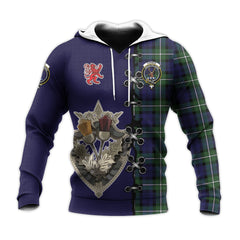 Forbes Modern Tartan Hoodie - Lion Rampant And Celtic Thistle Style