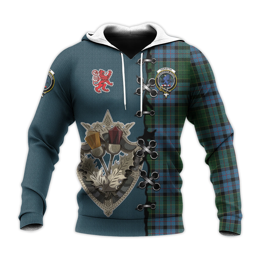 Forsyth Tartan Hoodie - Lion Rampant And Celtic Thistle Style