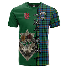 Forsyth Ancient Tartan T-shirt - Lion Rampant And Celtic Thistle Style