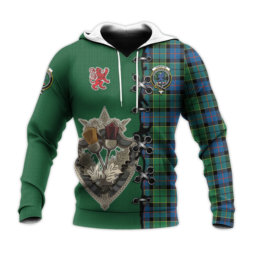 Forsyth Ancient Tartan Hoodie - Lion Rampant And Celtic Thistle Style