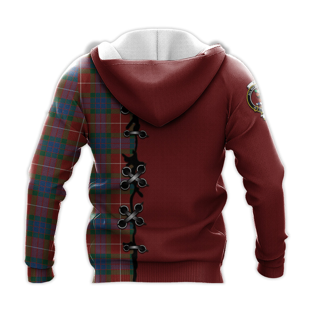 Fraser Ancient Tartan Hoodie - Lion Rampant And Celtic Thistle Style