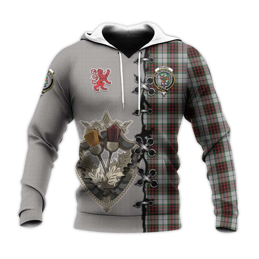 Fraser Dress Tartan Hoodie - Lion Rampant And Celtic Thistle Style