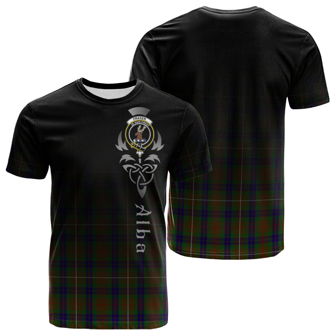 Fraser Hunting Tartan Crest T-shirt - Alba Celtic Style