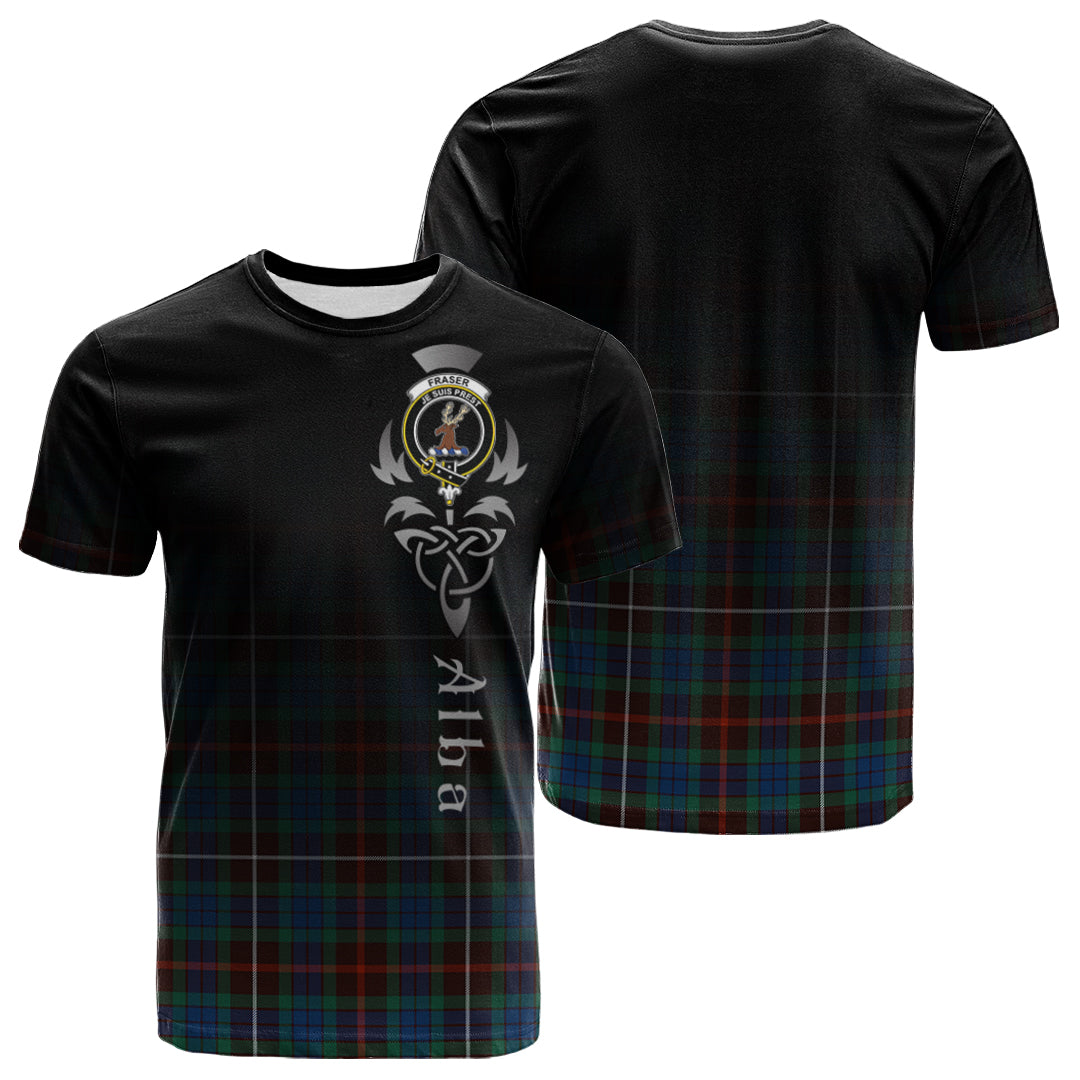 Fraser Hunting Ancient Tartan Crest T-shirt - Alba Celtic Style