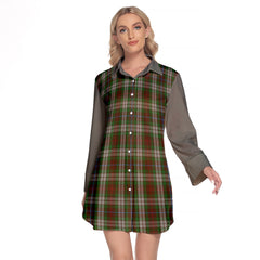 Fraser Hunting Dress Tartan Women's Lapel Shirt Dress With Long Sleeve