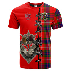 Fraser Modern Tartan T-shirt - Lion Rampant And Celtic Thistle Style