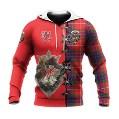 Fraser Modern Tartan Hoodie - Lion Rampant And Celtic Thistle Style