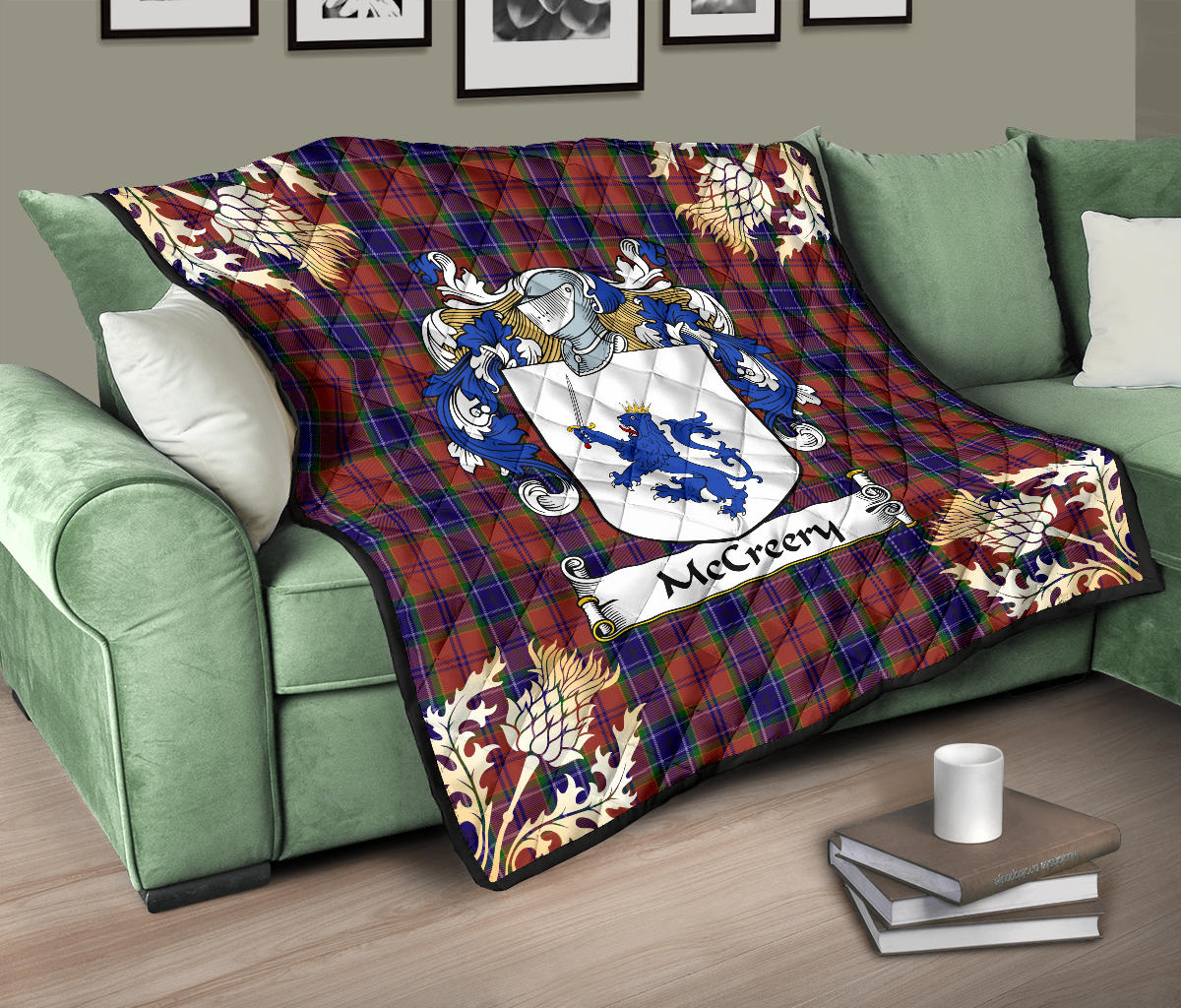 McCreery Tartan Crest Premium Quilt - Gold Thistle Style SP