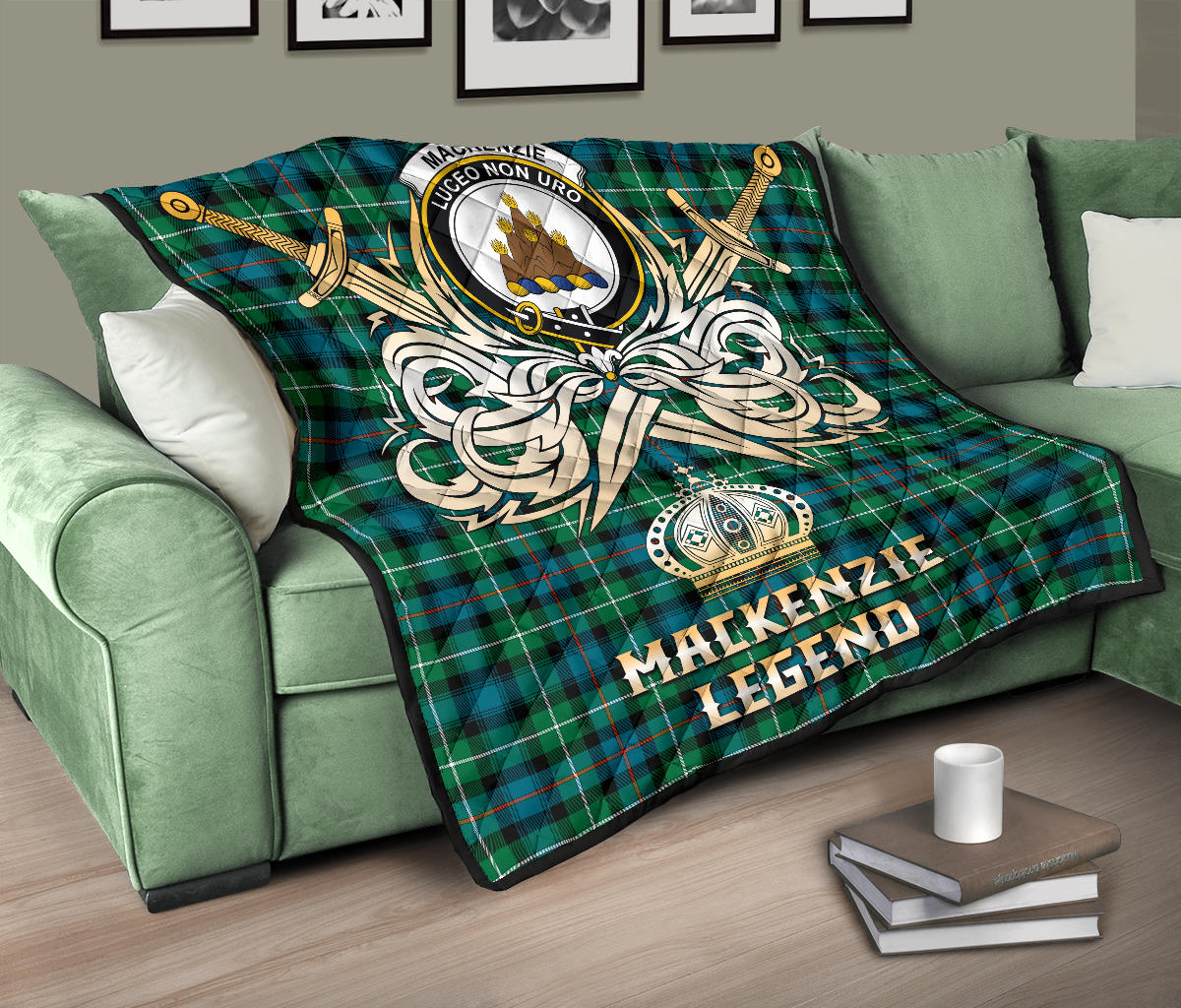 MacKenzie Ancient Tartan Crest Legend Gold Royal Premium Quilt SP