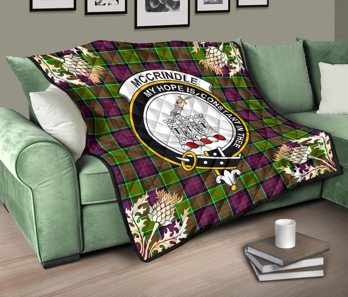McCrindle Tartan Crest Premium Quilt - Gold Thistle Style SP