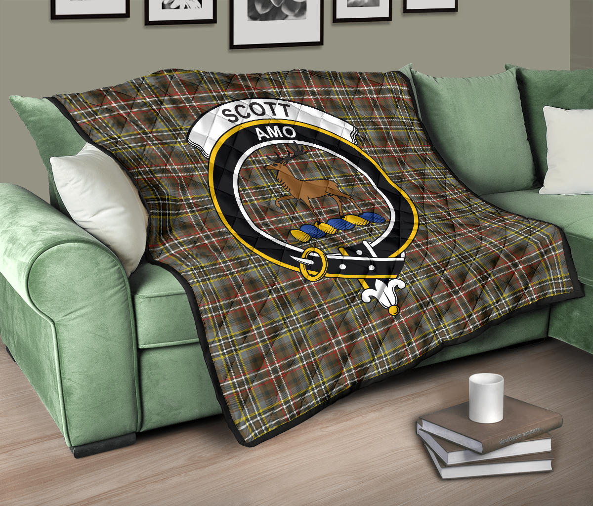 Scott Green Weathered Tartan Crest Quilt - SP