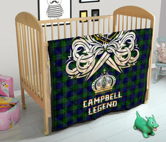 Campbell Modern Tartan Crest Legend Gold Royal Premium Quilt - SP