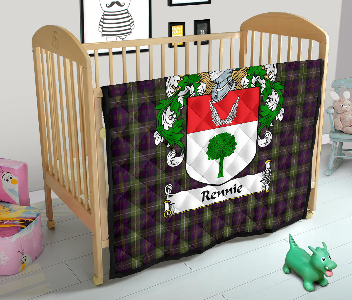 Rennie Family Coat of Arms Tartan Quilt SP