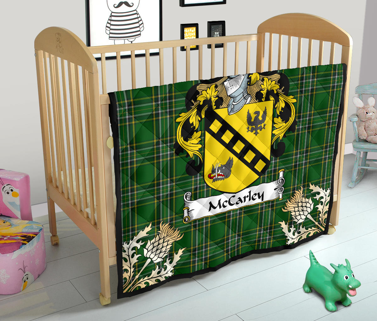 McCarley Tartan Crest Premium Quilt - Gold Thistle Style SP