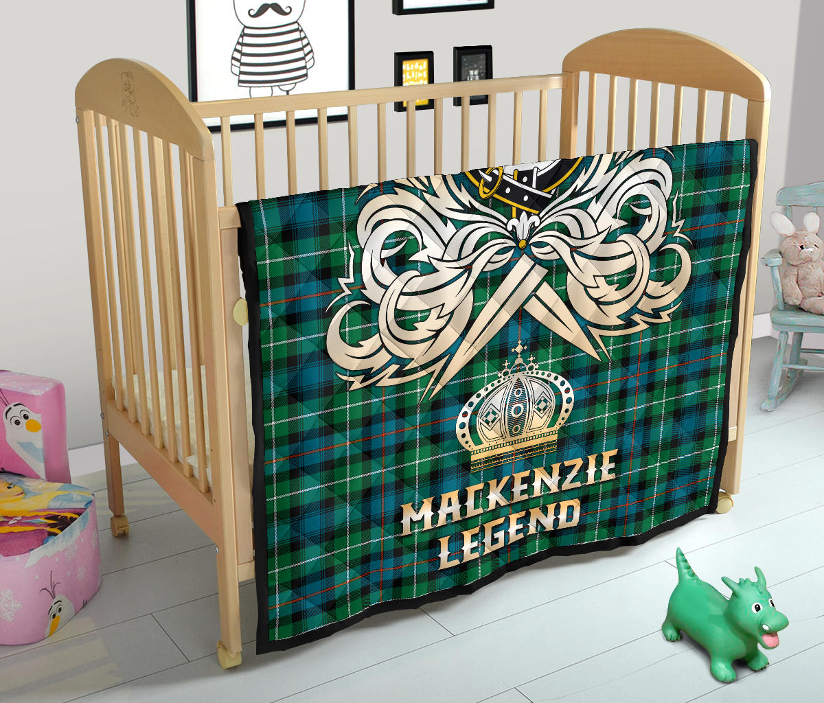 MacKenzie Ancient Tartan Crest Legend Gold Royal Premium Quilt SP