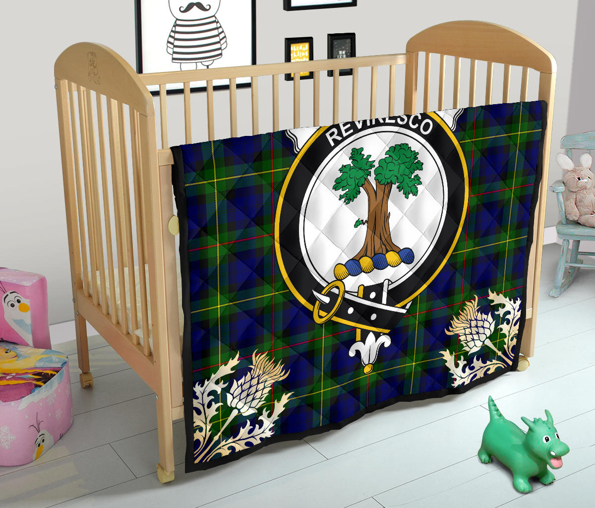 McEwan Tartan Crest Premium Quilt - Gold Thistle Style SP