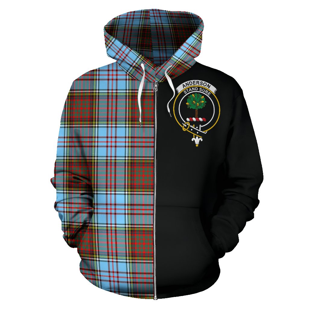 Anderson Ancient Tartan Crest Zipper Hoodie - Half Of Me Style