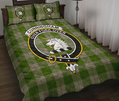 Cunningham Dress Green Dancers Tartan Crest Quilt Bed Set