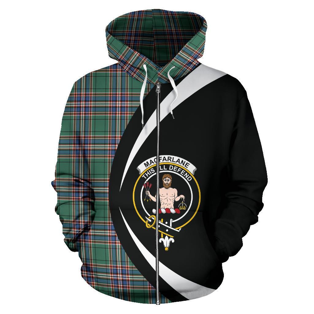 MacFarlane Hunting Ancient Tartan Crest Zipper Hoodie - Circle Style