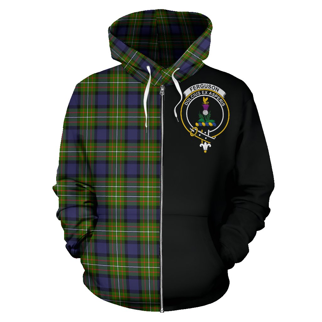 Fergusson Modern Tartan Crest Zipper Hoodie - Half Of Me Style