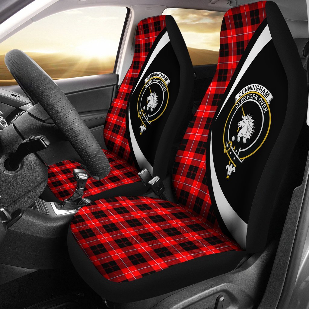 Cunningham Modern Tartan Crest Circle Style Car Seat Cover