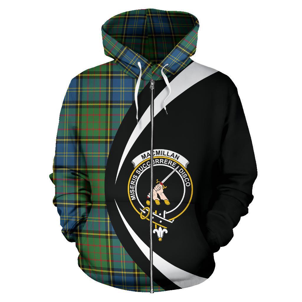 MacMillan Hunting Ancient Tartan Crest Zipper Hoodie - Circle Style