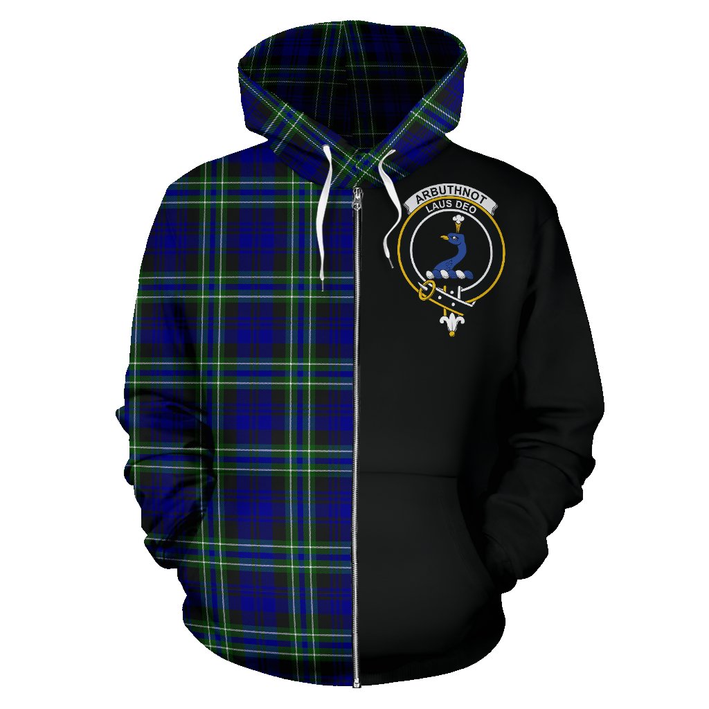 Arbuthnot Modern Tartan Crest Zipper Hoodie - Half Of Me Style